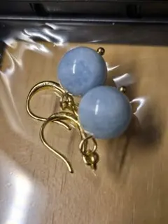アクアマリン天然石フックピアス