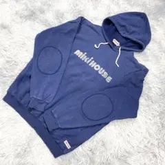 90's mikihouse ビッグロゴパーカー エルボーパッチ ブルー Lのサムネイル
