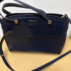 未使用級 FURLA フルラ ステイシー ショルダーバッグ 2way ネイビー 
