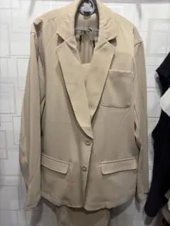 ベージュ シングルブレストジャケット Mサイズ　 セットアップ