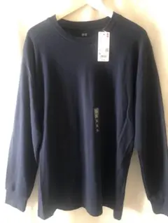 新品　ユニクロ　ソフトタッチ　クルーネックTシャツ　ネイビー　XLサイズ