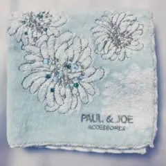 PAUL & JOE 花柄刺繍ハンカチ 水色