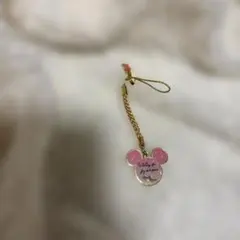 ミッキー型ストラップ ピンク ゴールド