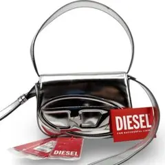 美品】ディーゼル　ショルダーバッグ　シルバー　２WAY 肩掛け　ハンドバッグ