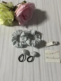 ヘアアクセサリー3点セット(花柄/モノトーン)