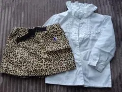 Champion ヒョウ柄スカート＆白シャツセット