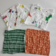 綿100％ ガーゼタオル ハンカチ 5枚セット 保育園用洗い替え約24x24cm