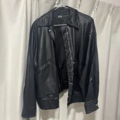 ZARA フェイクレザー ジャケット ブラック S