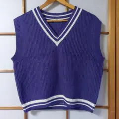 COLZA 紫色 Vネック ニットベスト M
