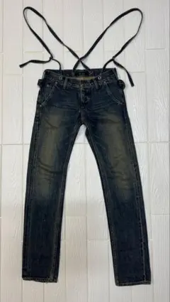 Johnbull サスペンダー付きデニム ワークデザインジーンズ 赤耳 希少