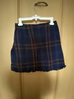 GU ネイビーとブラウンチェック タイトスカート L