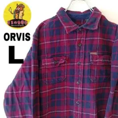 USA古着 ORVIS　ヘビーネルシャツL　ワインレッドネイビー　チェック