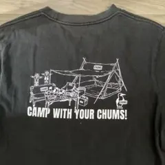 CHUMS Tシャツ ブラック キャンププリントチャムス刺繍サーフTシャツのサムネイル