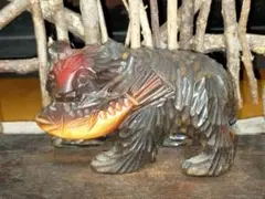 ♥木彫り　熊♥　置物　小　北海道　お土産　骨董　古玩