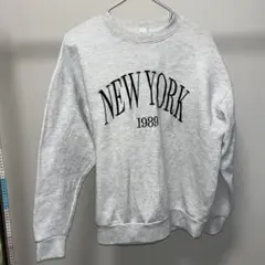 NEW YORK 1989 ロゴ刺繍 スウェット グレー M