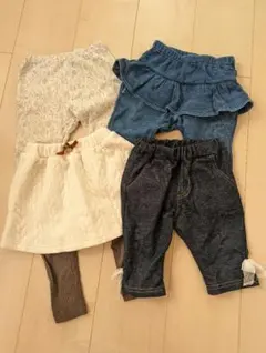 女の子　80サイズ冬ボトムスセット