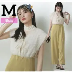 kana パンツドレス 2連スエードリボン ベスト フリンジ　結婚式オケージョン