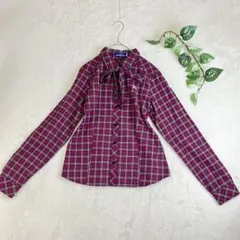 バーバリーブルーレーベル ボウタイ チェックシャツ ノバチェック ピンク 38