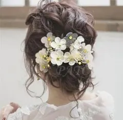 かすみ草 フラワー コーム 3点セット★ボンネ ヘッドドレス ヘアアクセサリー