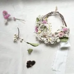 ドライフラワーガーランド❁1402 白 ホワイト 花束 父の日 ギフト