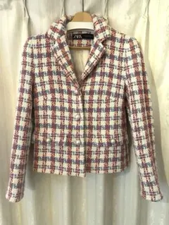 ZARA チェック柄 ツイードジャケット Sサイズ