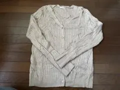 GU ベージュ リブ編み カーディガン Mサイズ