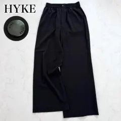 美品 HYKE STRETCH WIDE LEG PANTS 黒 2 定番 人気
