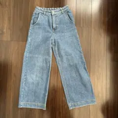 Mサイズ ライトブルー ワイドレッグデニムパンツ