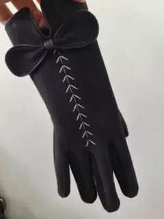 ブラック リボン付き手袋