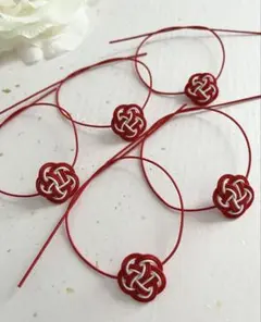 #1419 水引パーツ　梅結び　ラッピング　紅白