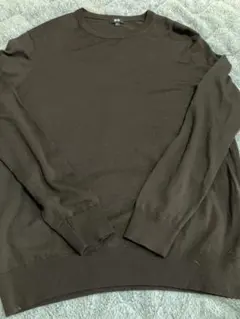 訳あり エクストラファインメリノクルーネックセーター（長袖）XL 茶系