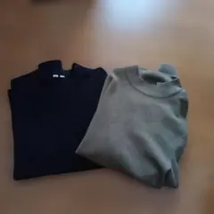 UNIQLO U ニットセーター Mサイズ ブラック カーキセット