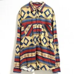 90s～00s アリゾナ ネイティブ シャツ 襟長袖 XL マルチカラー 綿のサムネイル