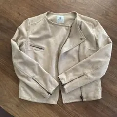 ナノユニバース　ベージュ フェイクスエード　ライダースジャケット　M