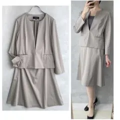 美品✨アンタイトル　洗える　薄手　春夏　セットアップ　38 グレージュ　伸縮