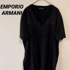 エンポリオアルマーニ Vネック半袖Tシャツ S ロゴ 黒 メンズ