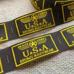 刺繍タグ　10枚セット　USA 黄色　軍物