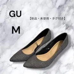 GU ジーユー ポインテッドパンプス チェック柄 グレー Mのサムネイル