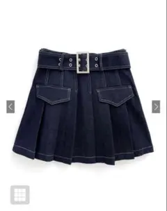 プリーツデニムスカート ベルト付き［at2372］のサムネイル