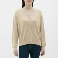 【美品】GU UVカットボクシーカーディガン ベージュ ニットカーディガン