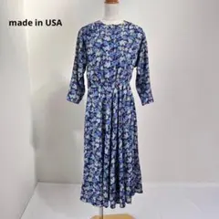 ヴィンテージ 80s USA製 花柄 フラワープリント ロングワンピースY318