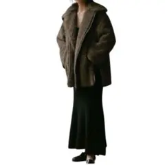 美品 CASA FLAINE ステンカラーボアリバーシブルコートブラウン　同型