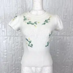 スナイデル 半袖ニット 花柄模様✨　アンゴラ混◎ 上品デザイン　【1224】