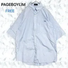 ページボーイリム 刺繍ロゴ ストライプ半袖シャツ（F）ポリレーヨン