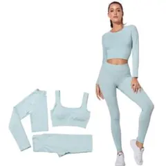 ヨガウェア 3点セット スポーツブラ 長袖トップス レギンス セット ストレッチ