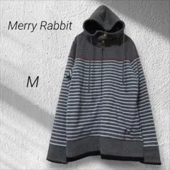 ジップアップパーカー　ボーダー　裏起毛　フード付き　暖か　Mサイズ