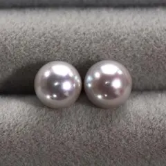 美品 国産 あこや真珠 コバルト シルバーピンク系6.6mm ピアス 真珠