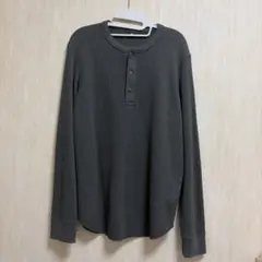 ヘンリーネック 七分袖カットソー グレー