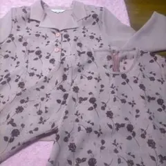♥昭和レトロvintage　アンサンブル　半袖ブラウスと長袖ジャケットの２枚組