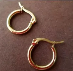 ゴールド フープK18コーティングピアス